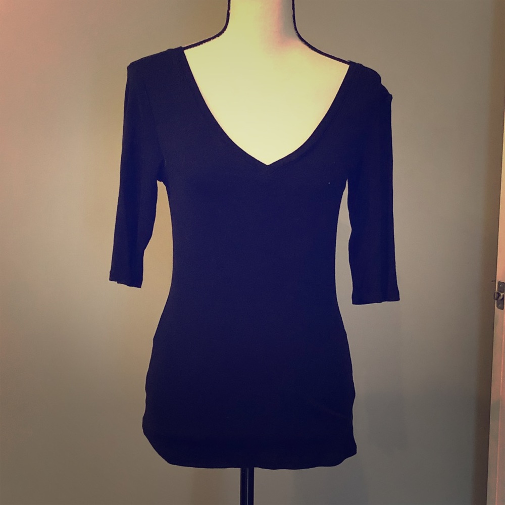 Michael Stars Basic Black Tee 3/4 length sleeves